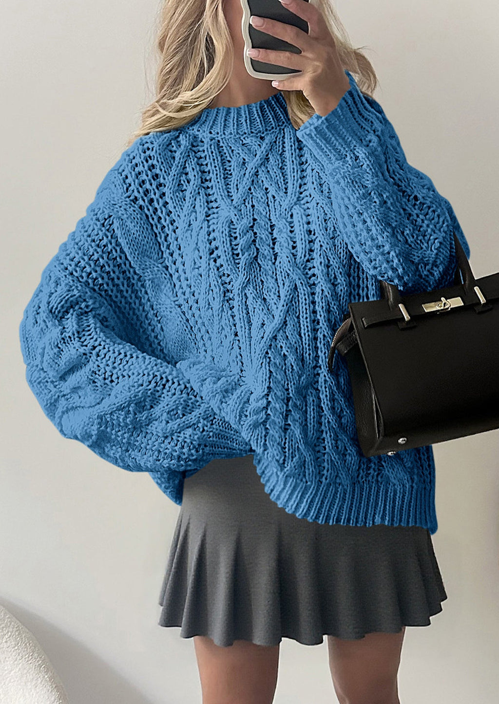 Women's Oversized Fall Sweaters Casual Long Sleeve Crewneck Chunky Cable Knit Pullover Tops Winter Clothes