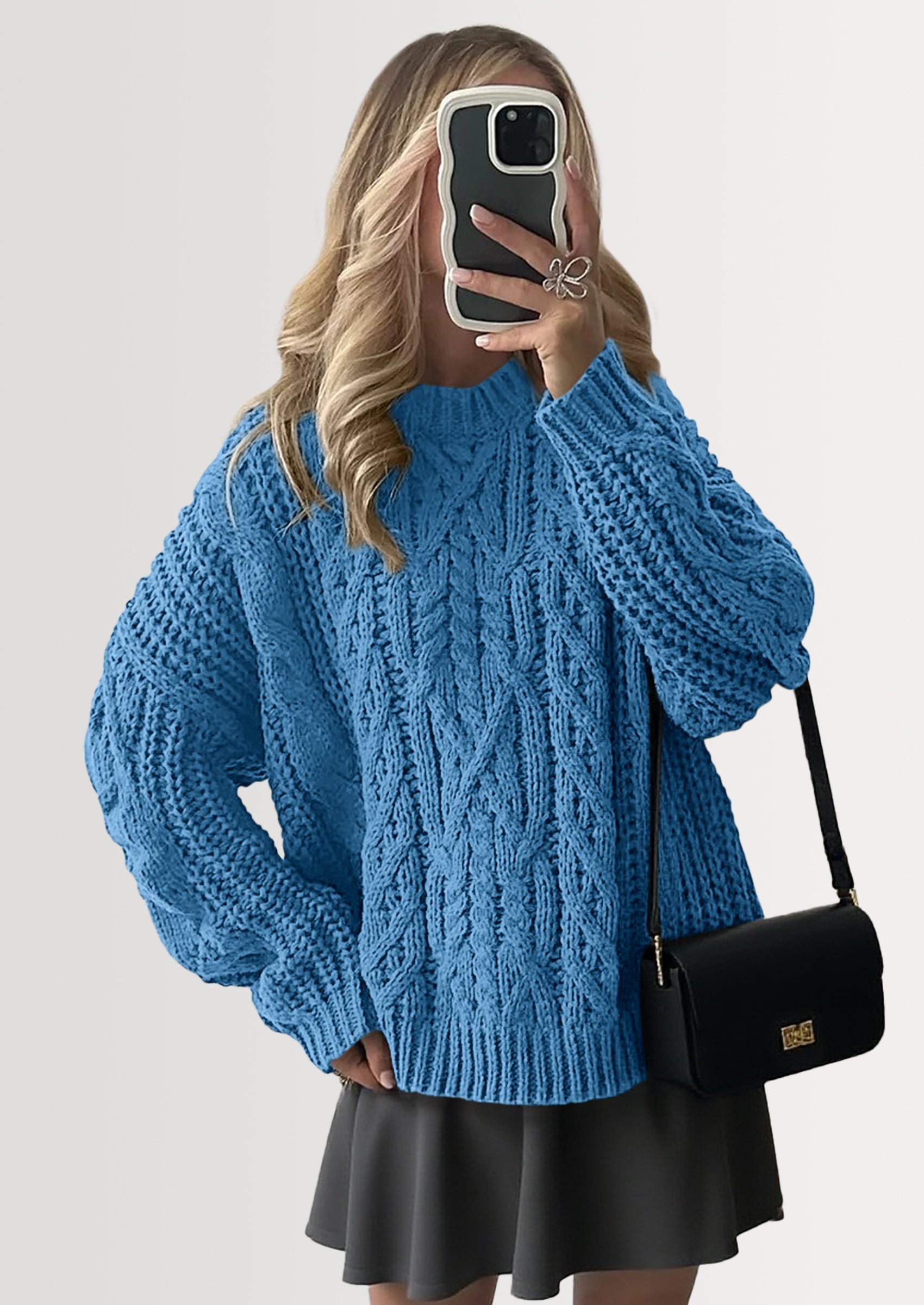 Women's Oversized Fall Sweaters Casual Long Sleeve Crewneck Chunky Cable Knit Pullover Tops Winter Clothes