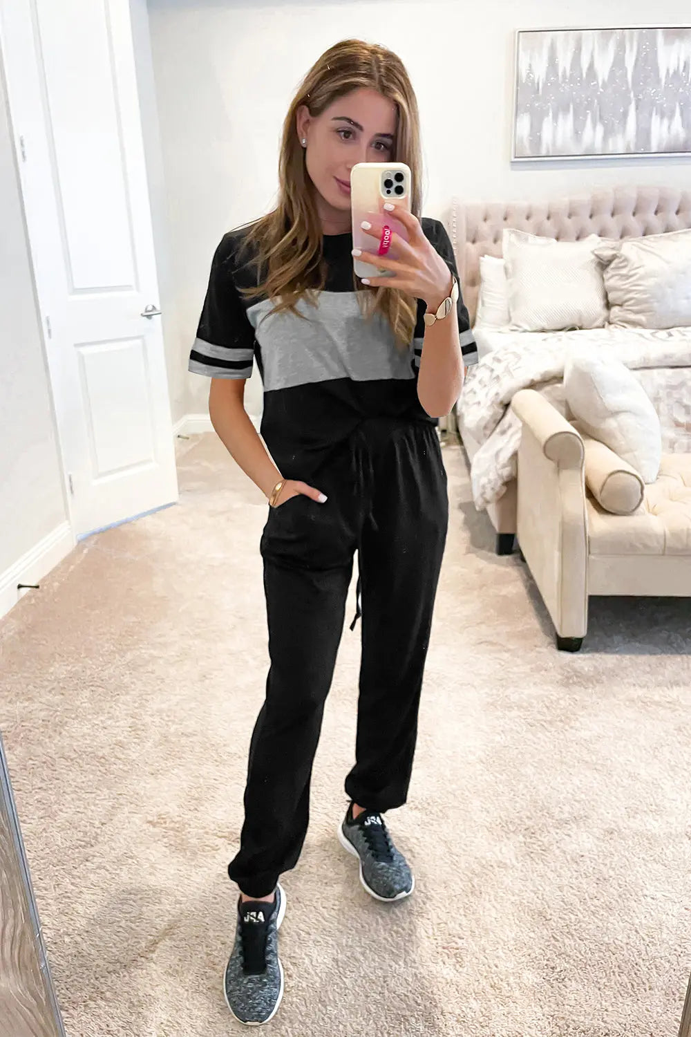 Women's Two Piece Lounge Sets Spring Summer Jogger Pants Vacation Outfits Travel Airplane Matching Clothes