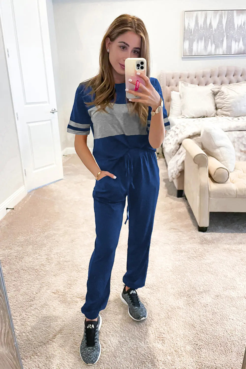 Women's Two Piece Lounge Sets Spring Summer Jogger Pants Vacation Outfits Travel Airplane Matching Clothes
