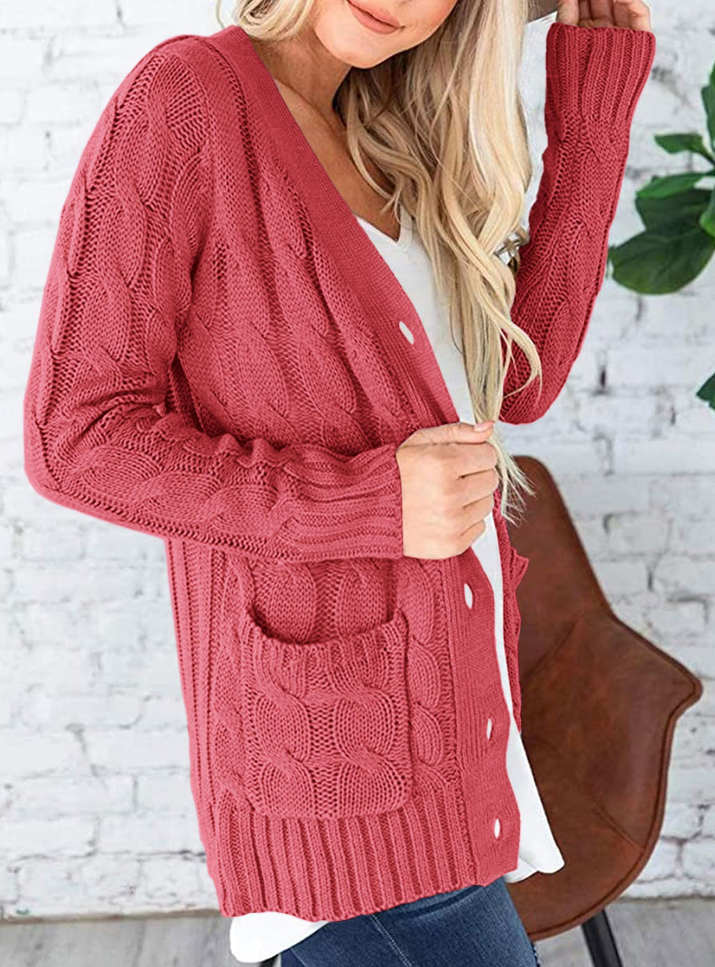 Women's Open Front Cardigan Sweaters Fall Fashion Button Down Cable Knit Chunky Winter Outerwear Coats