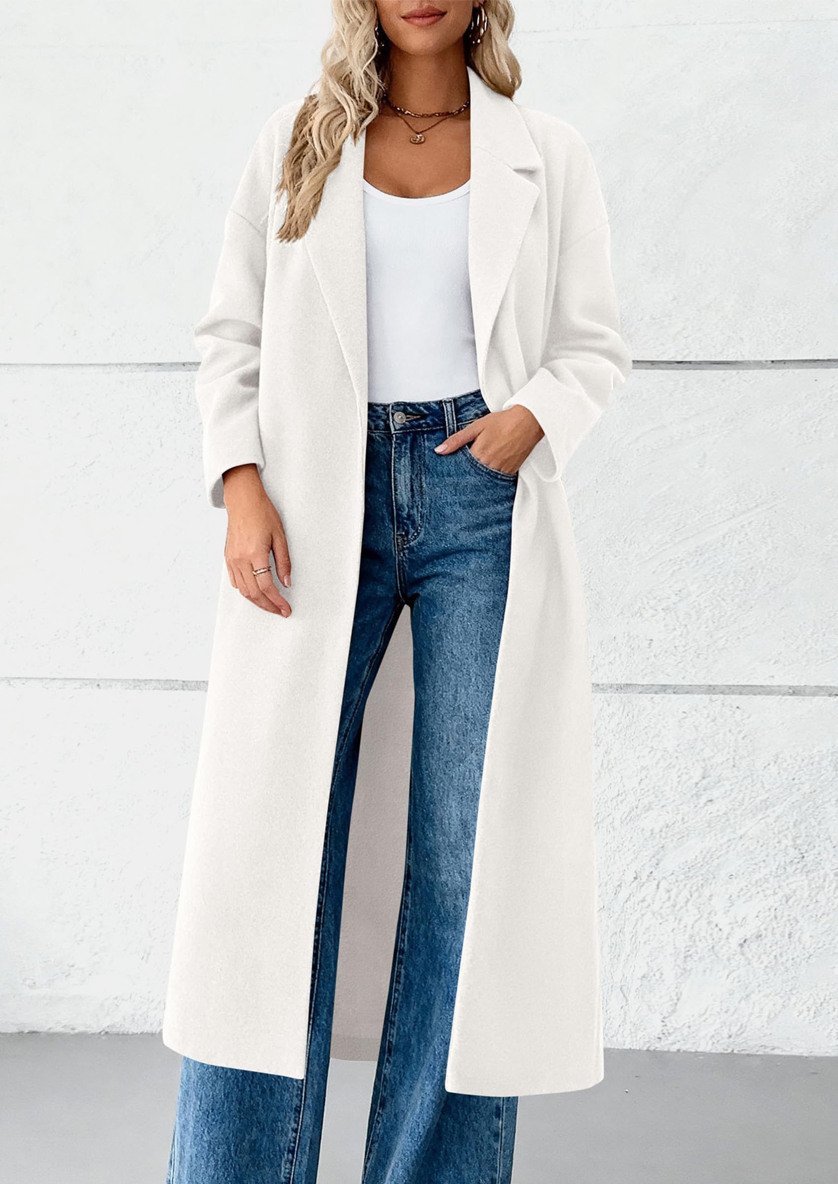 Womens Winter Coats Trendy Long Sleeve Notch Lapel Button Long Jackets Casual Oversized Vacation Outfits