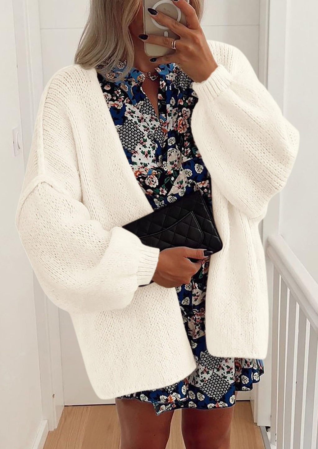 Womens Oversized Cardigan Sweaters Fall Long Lantern Sleeve Knit Open Front Lightweight Sweater
