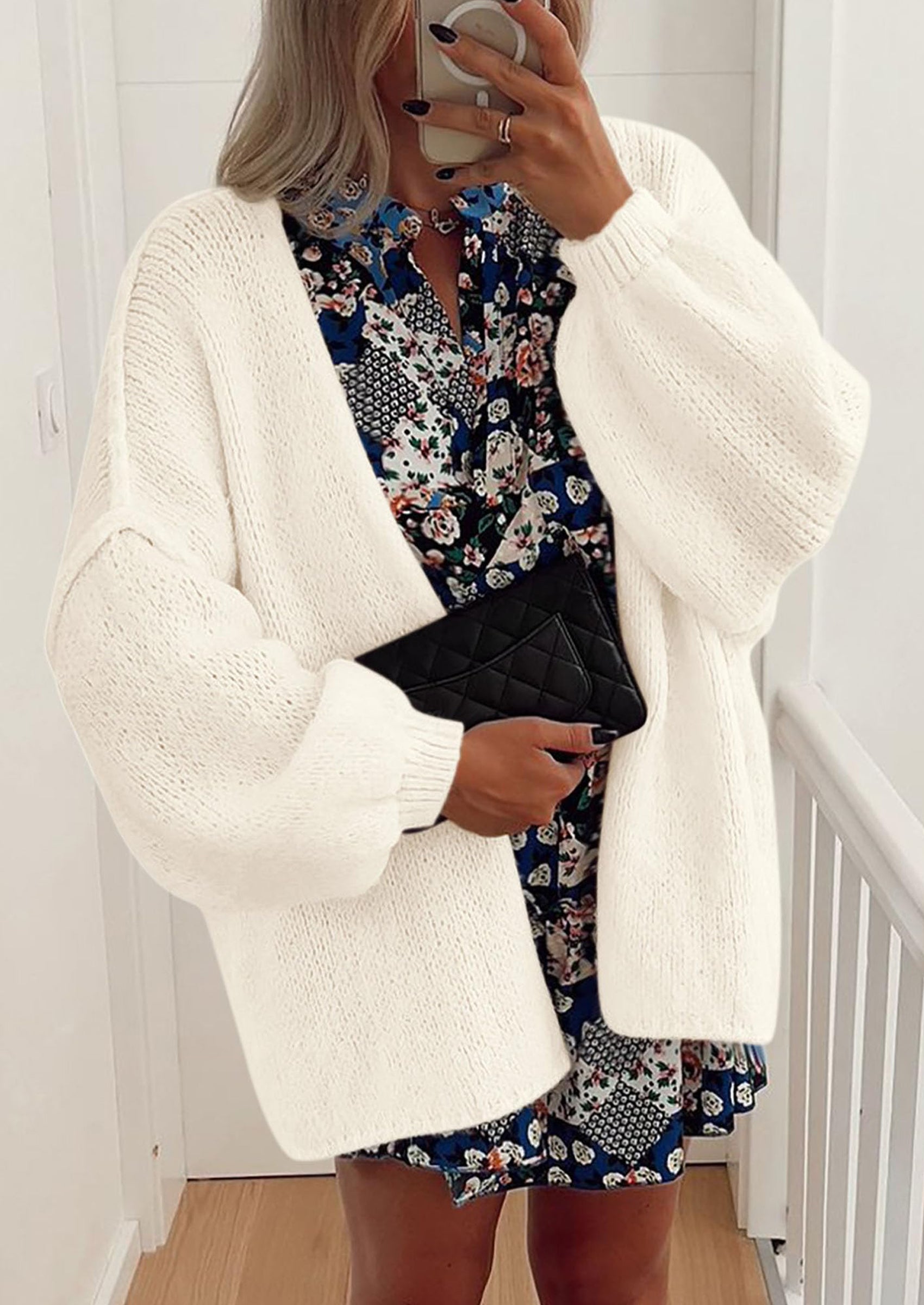 Womens Oversized Cardigan Sweaters Fall Long Lantern Sleeve Knit Open Front Lightweight Sweater