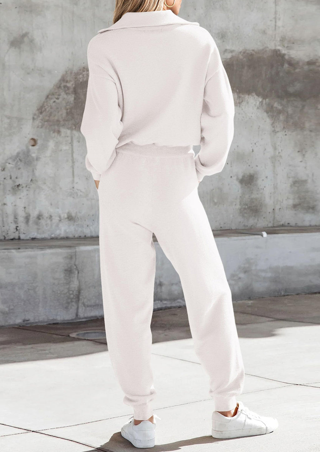 Women's 2 Piece Sweater Set Pullover Zip Up Sweatshirt Jogger Sweatpants Tracksuit Casual Outfit