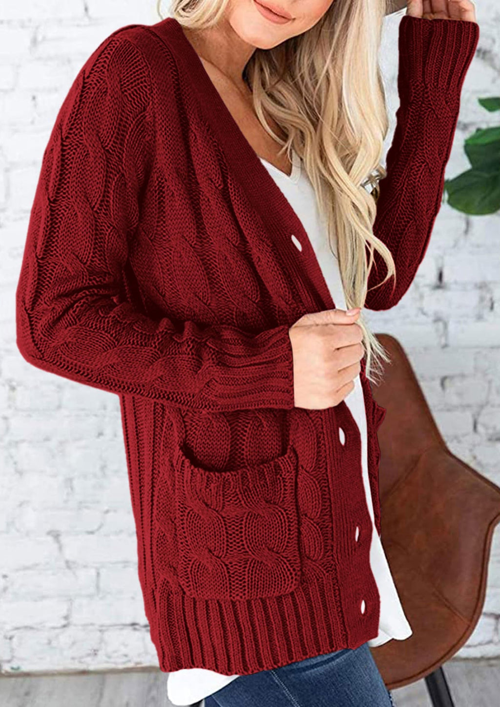 Women's Open Front Cardigan Sweaters Fall Fashion Button Down Cable Knit Chunky Winter Outerwear Coats
