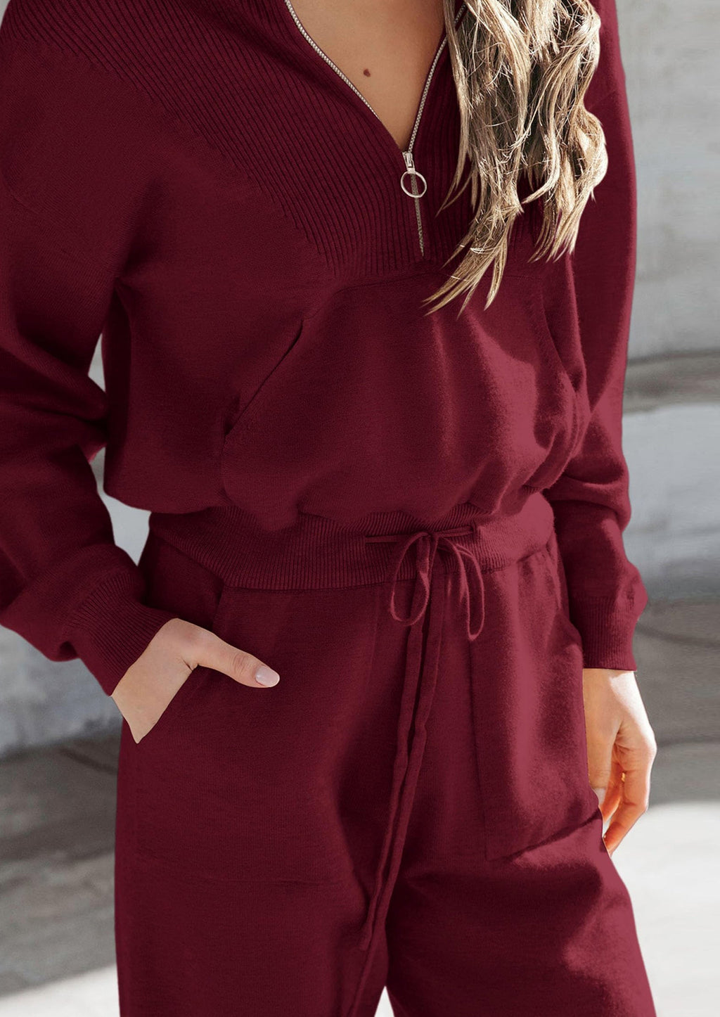 Women's 2 Piece Sweater Set Pullover Zip Up Sweatshirt Jogger Sweatpants Tracksuit Casual Outfit