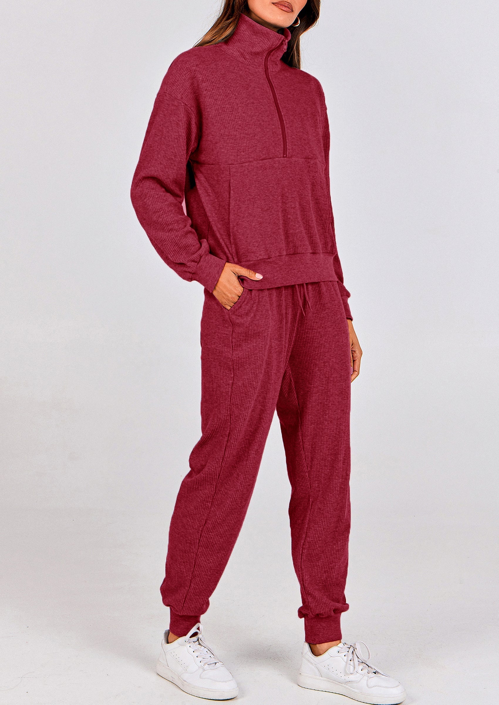 Women's Fall 2 Piece Lounge Sets Zip Up Sweatshirt Jogger Pants Sweat Track Suits Travel Outfit Winter Clothing