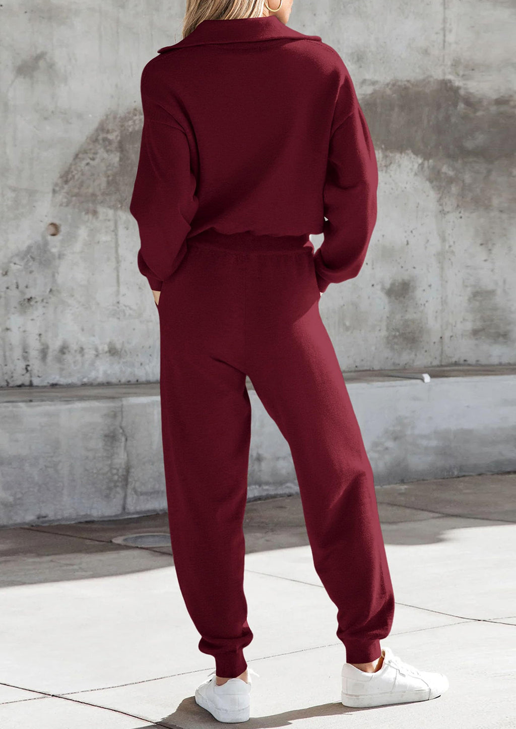 Women's 2 Piece Sweater Set Pullover Zip Up Sweatshirt Jogger Sweatpants Tracksuit Casual Outfit