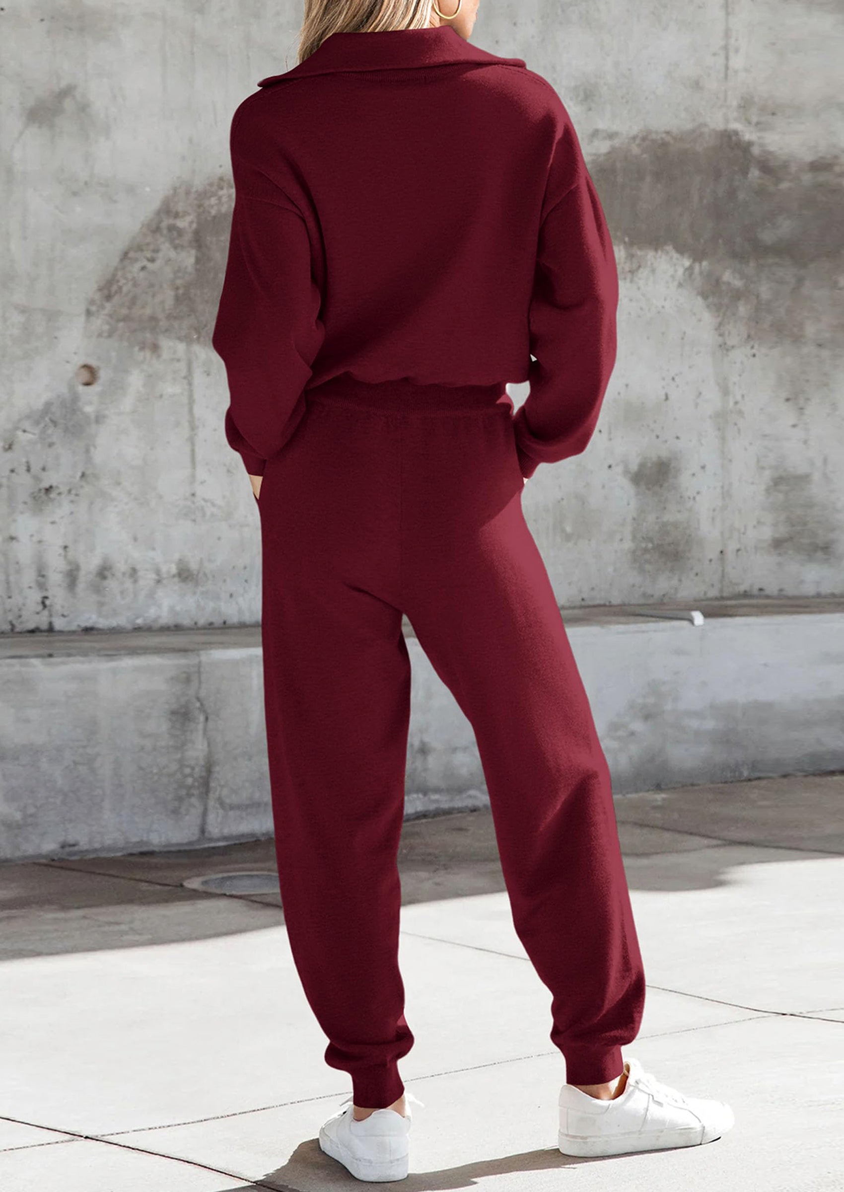 Women's 2 Piece Sweater Set Pullover Zip Up Sweatshirt Jogger Sweatpants Tracksuit Casual Outfit