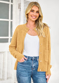 Women's Knit Cardigan Sweaters Casual Long Sleeve Open Front Button Up Ribbed Fall Spring Sweater Jackets