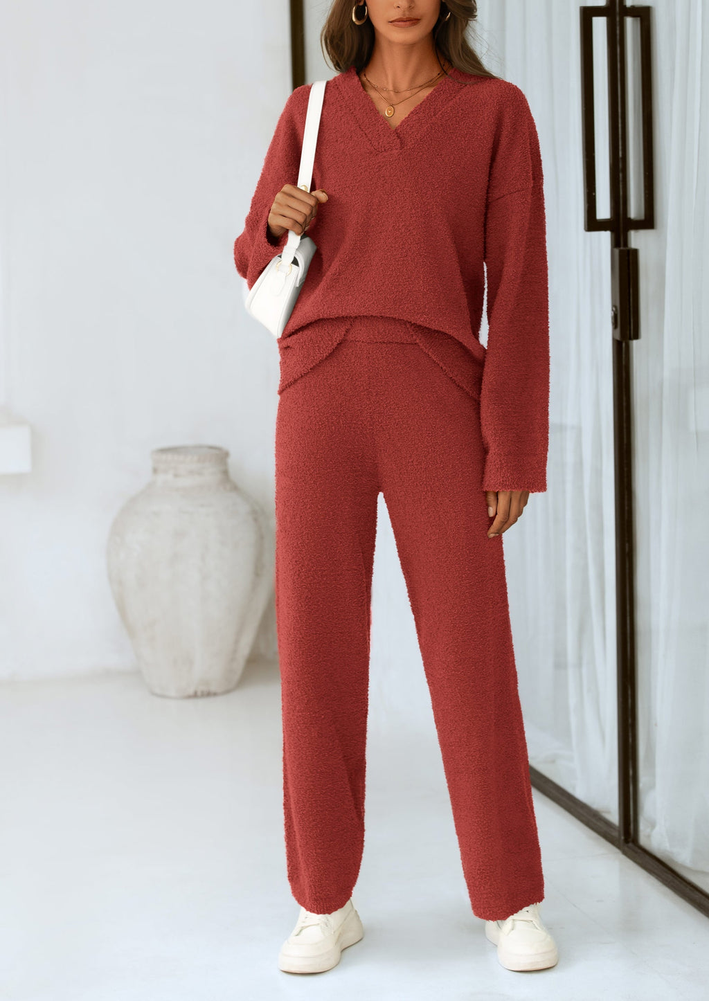 Lounge Sets for Women Two Piece Sweaters Pajama Set Fall Fashion Loungewear Outfits Matching Winter Clothes