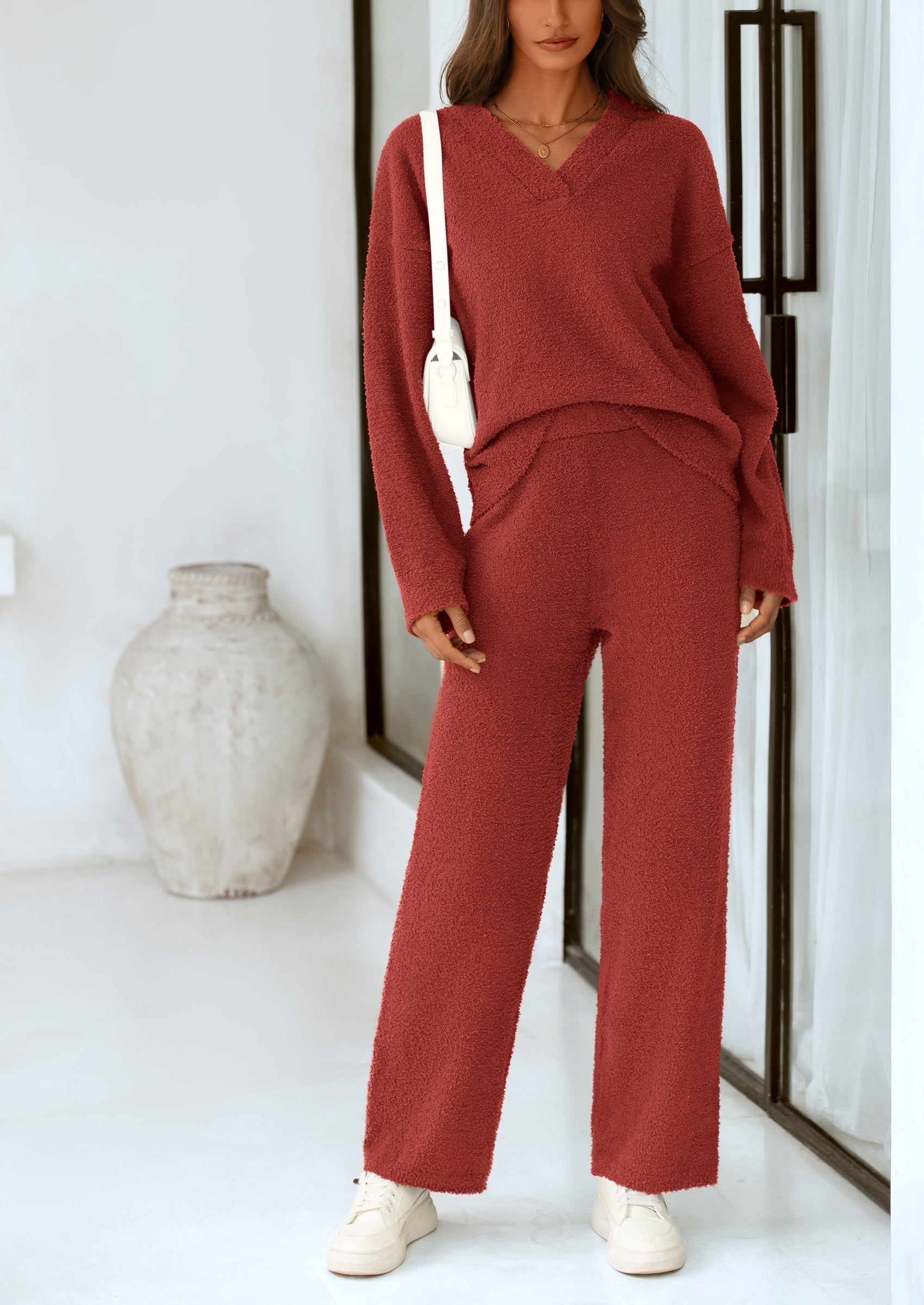 Lounge Sets for Women Two Piece Sweaters Pajama Set Fall Fashion Loungewear Outfits Matching Winter Clothes