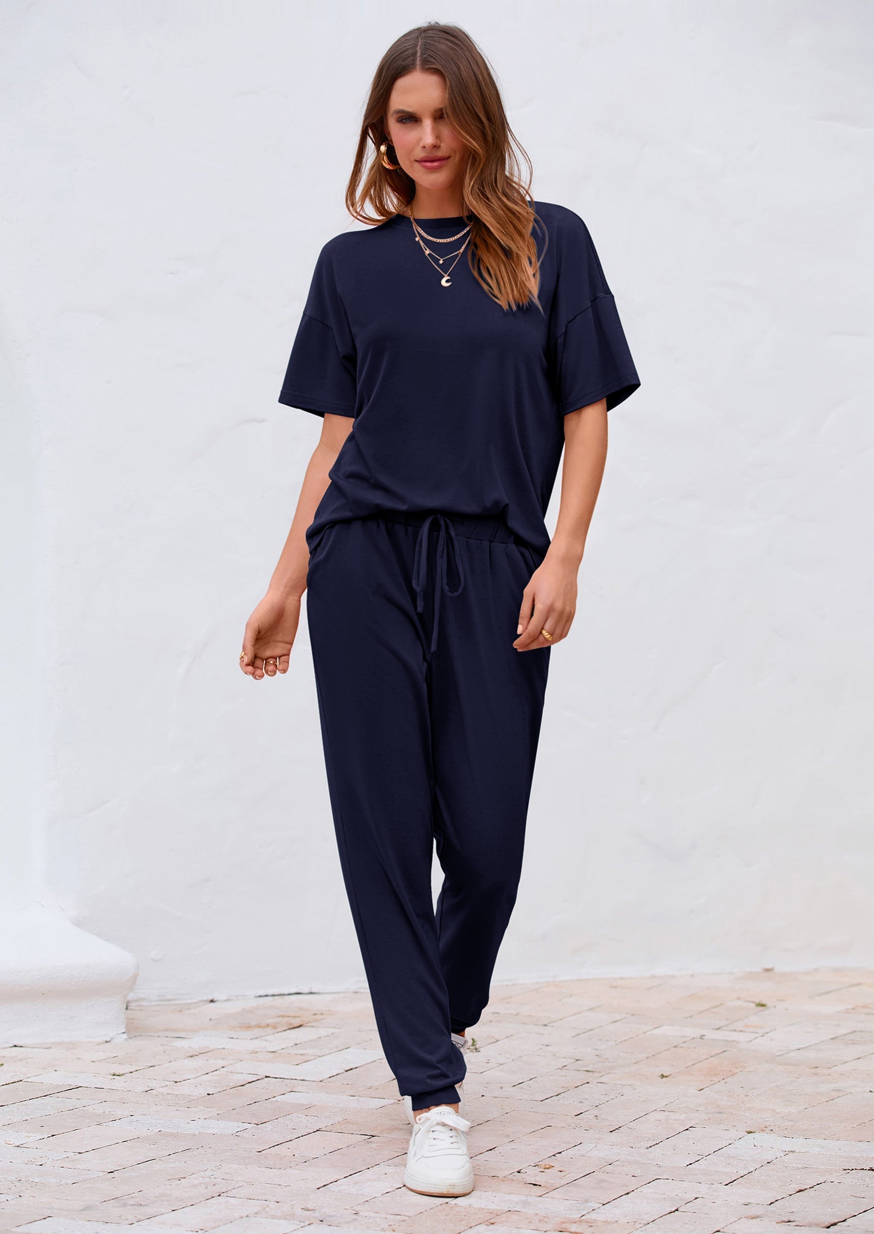 Women's Two Piece Lounge Sets Spring Summer Jogger Pants Vacation Outfits Travel Airplane Matching Clothes