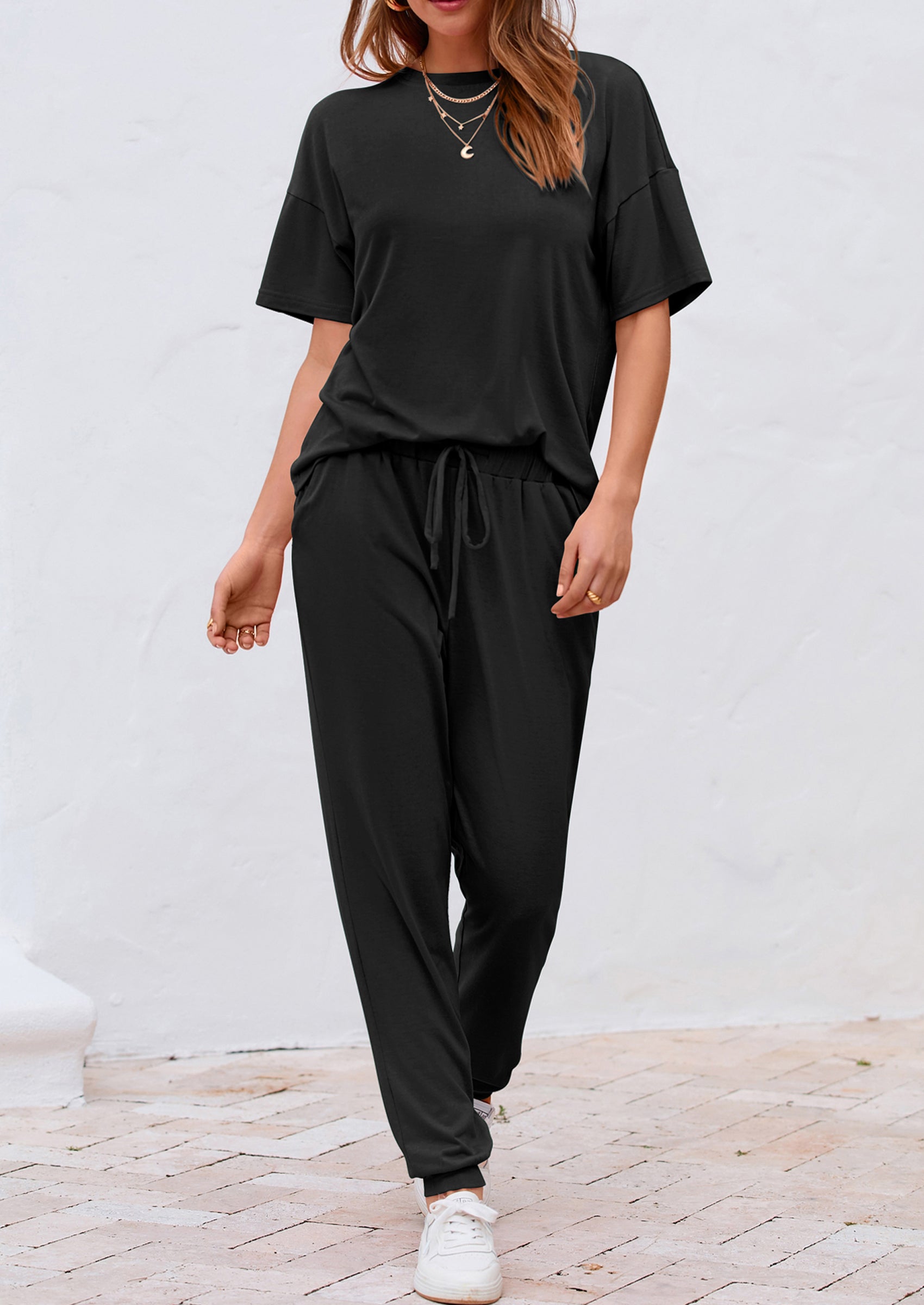 Women's Two Piece Lounge Sets Spring Summer Jogger Pants Vacation Outfits Travel Airplane Matching Clothes