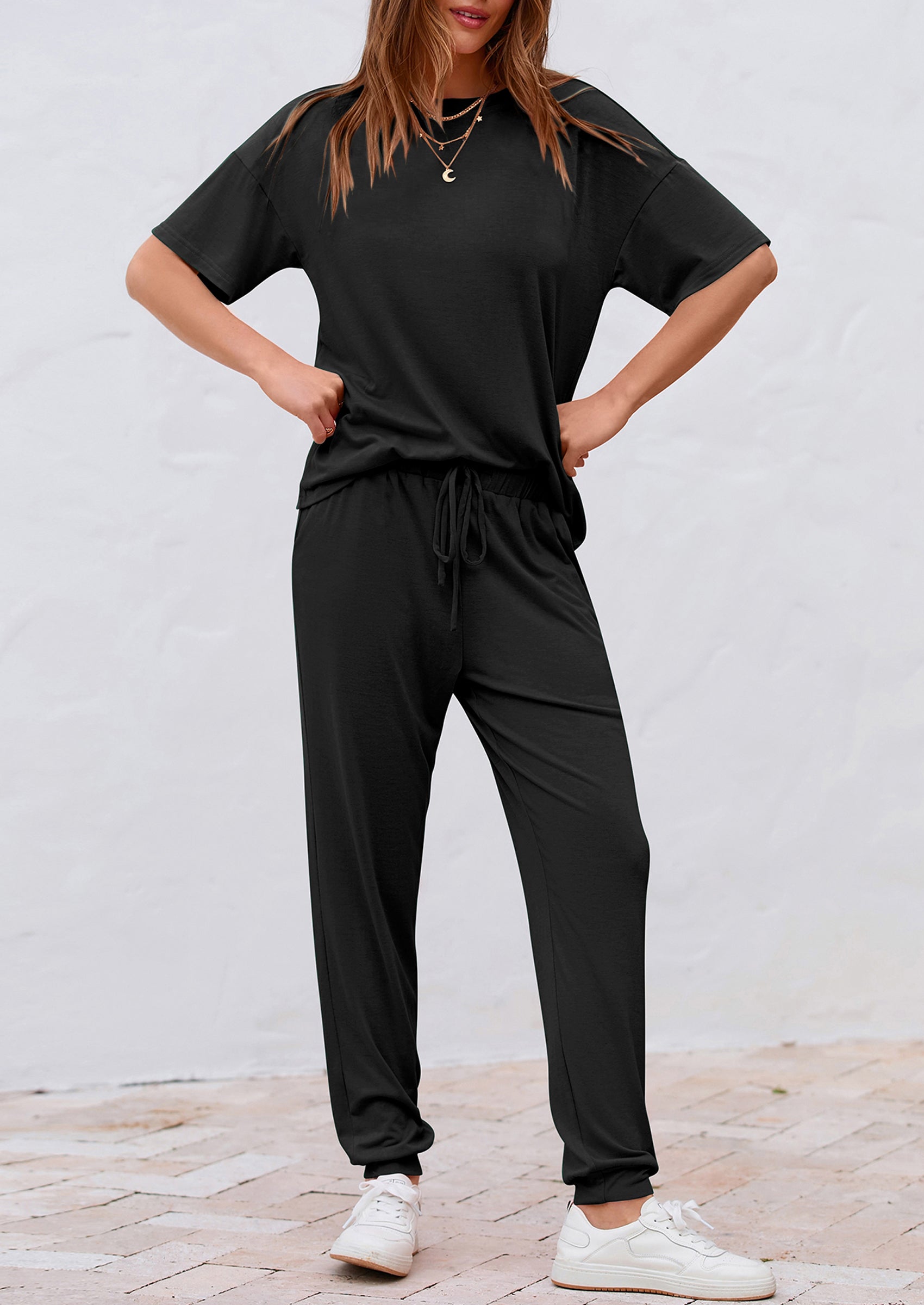 Women's Two Piece Lounge Sets Spring Summer Jogger Pants Vacation Outfits Travel Airplane Matching Clothes